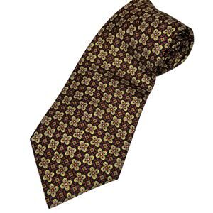 Barneys New York Silk Tie Men Red Yellow Geo Floral Necktie Formal Spain Classic